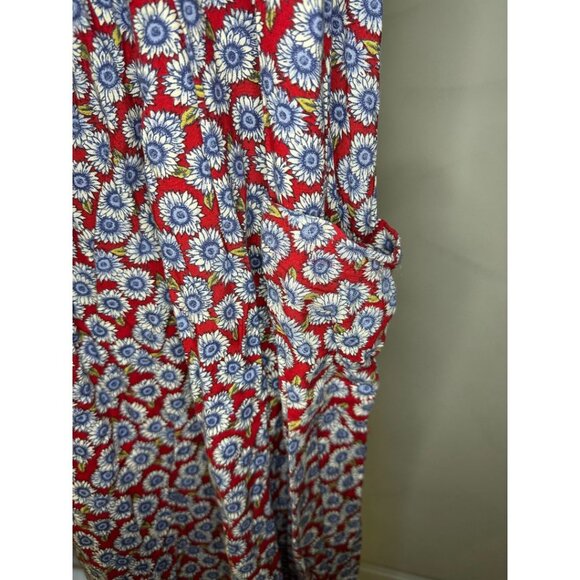 BYER TOO! Dress 11 Red Blue Floral Pockets Long Prairie Cottagecore VTG - Picture 4 of 9